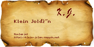 Klein Jolán névjegykártya